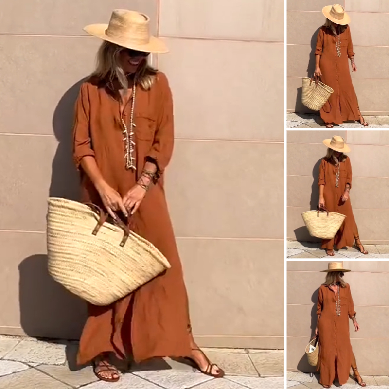 Willow | Lässiges knöchellanges Kleid in stilvoller Uni-Farbe