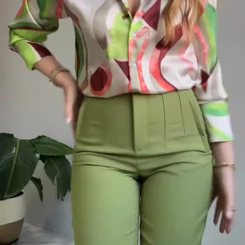 Ashley | Lässiges 2-teiliges Set mit bedrucktem Hemd und Hose