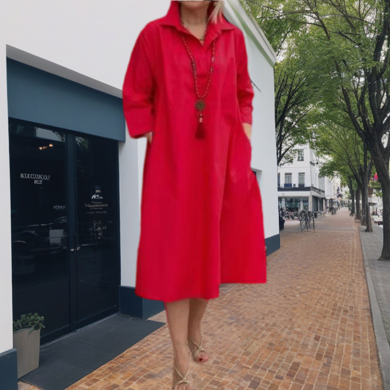 Portia | Luftiges Midikleid im Tunika-Stil mit Kragen