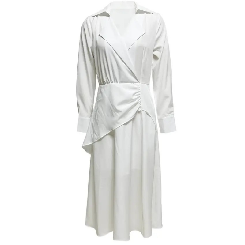 Mikah | Weißes Midikleid mit Wickelvorderseite