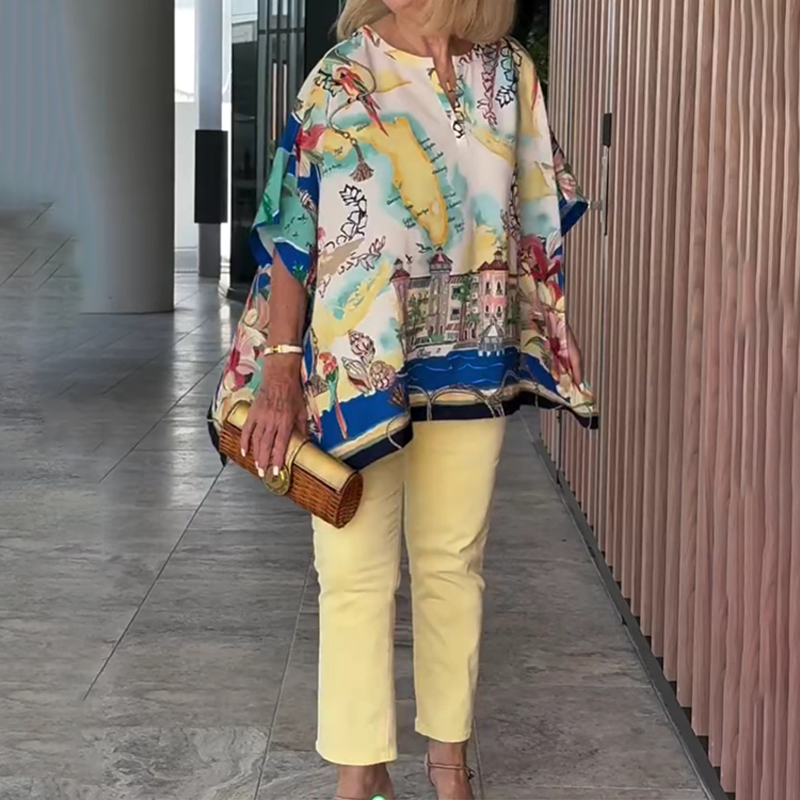 Divia | Buntes Kaftan-Top mit abstraktem Muster