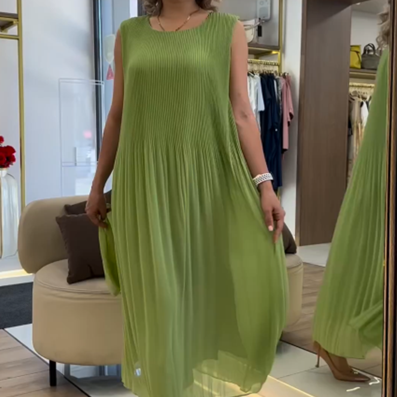 Marissa | bequemes grünes Maxikleid mit lockerem ärmellosem Design