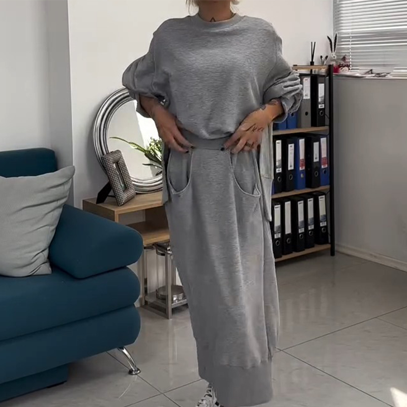 Melanie | stilvolles 2-teiliges Set mit Sweatshirt und Rock für Damen