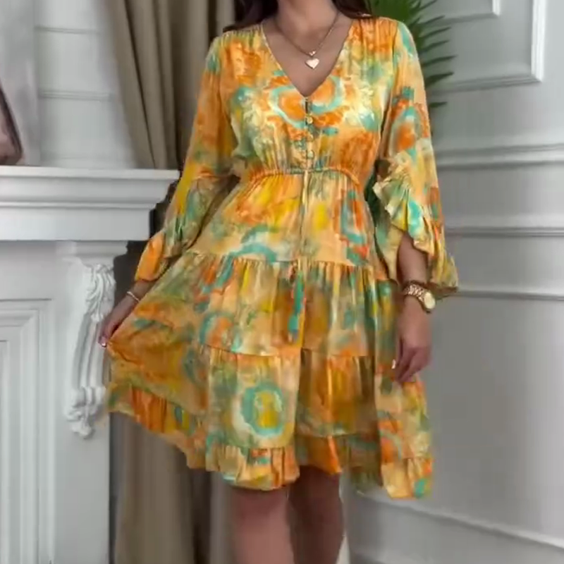 Wesley | trendiges plissiertes Kleid mit V-Ausschnitt für den Sommer