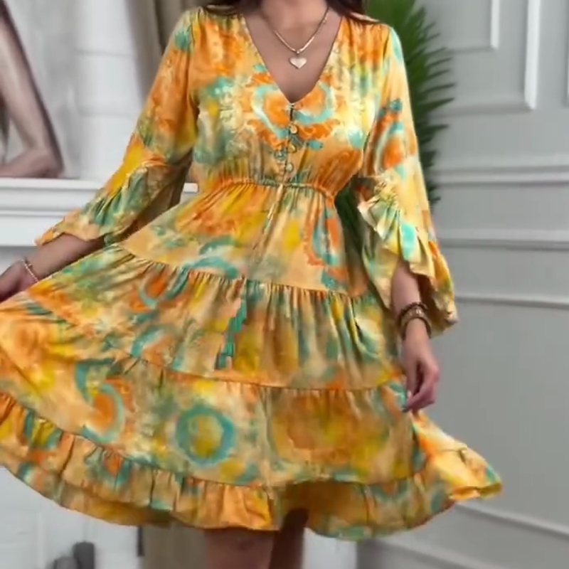 Wesley | trendiges plissiertes Kleid mit V-Ausschnitt für den Sommer