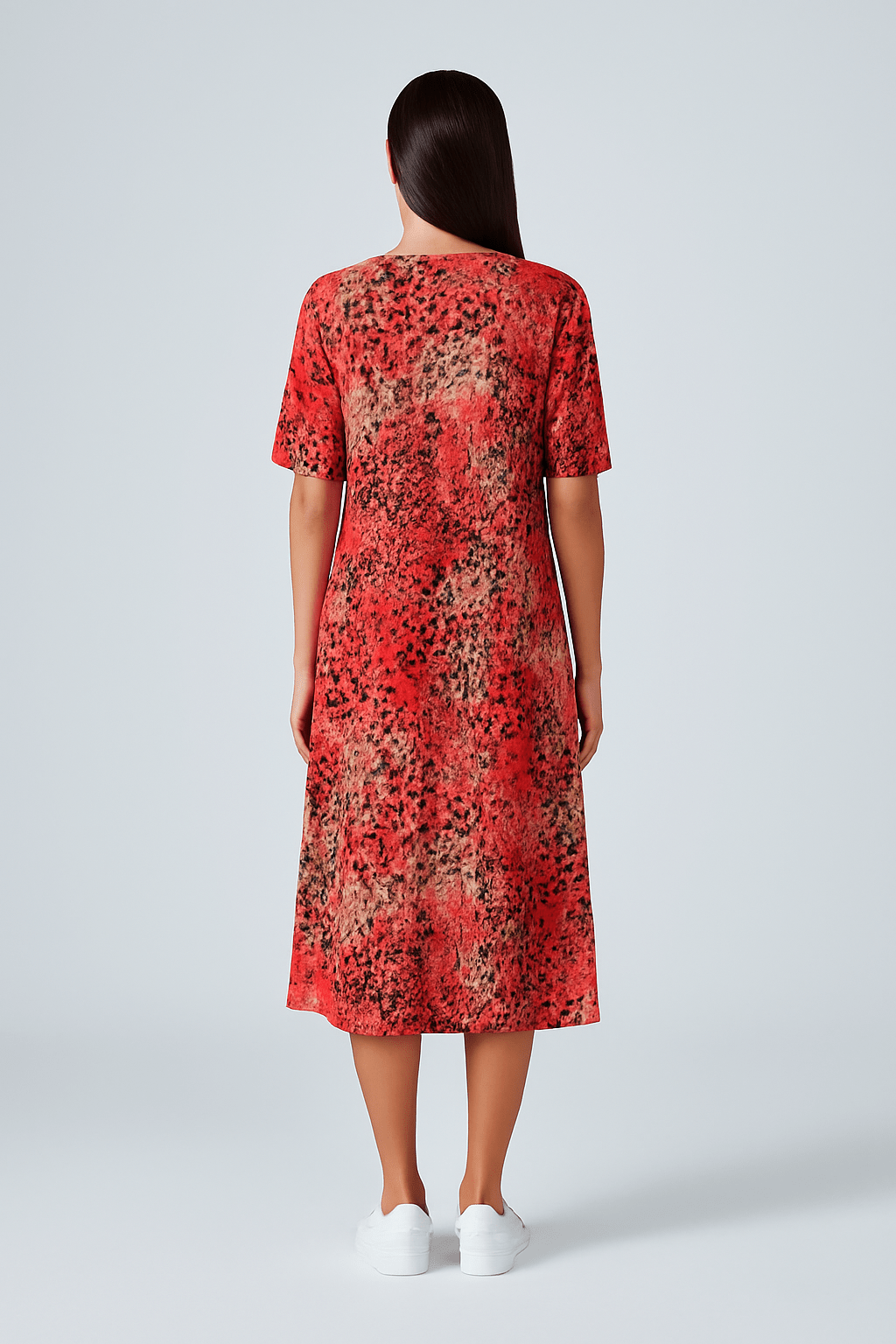 Mayi | Bedrucktes A-Linien-Kleid mit V-Ausschnitt