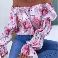 Lia | Bunt bedrucktes One-Shoulder-Freizeittop für Damen