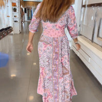 Miriam | Stylisches Urlaubskleid mit V-Ausschnitt und 3/4-Ärmeln