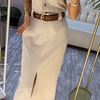 Deima | Luxuriöses Kleid mit Gürtel und Schlitz