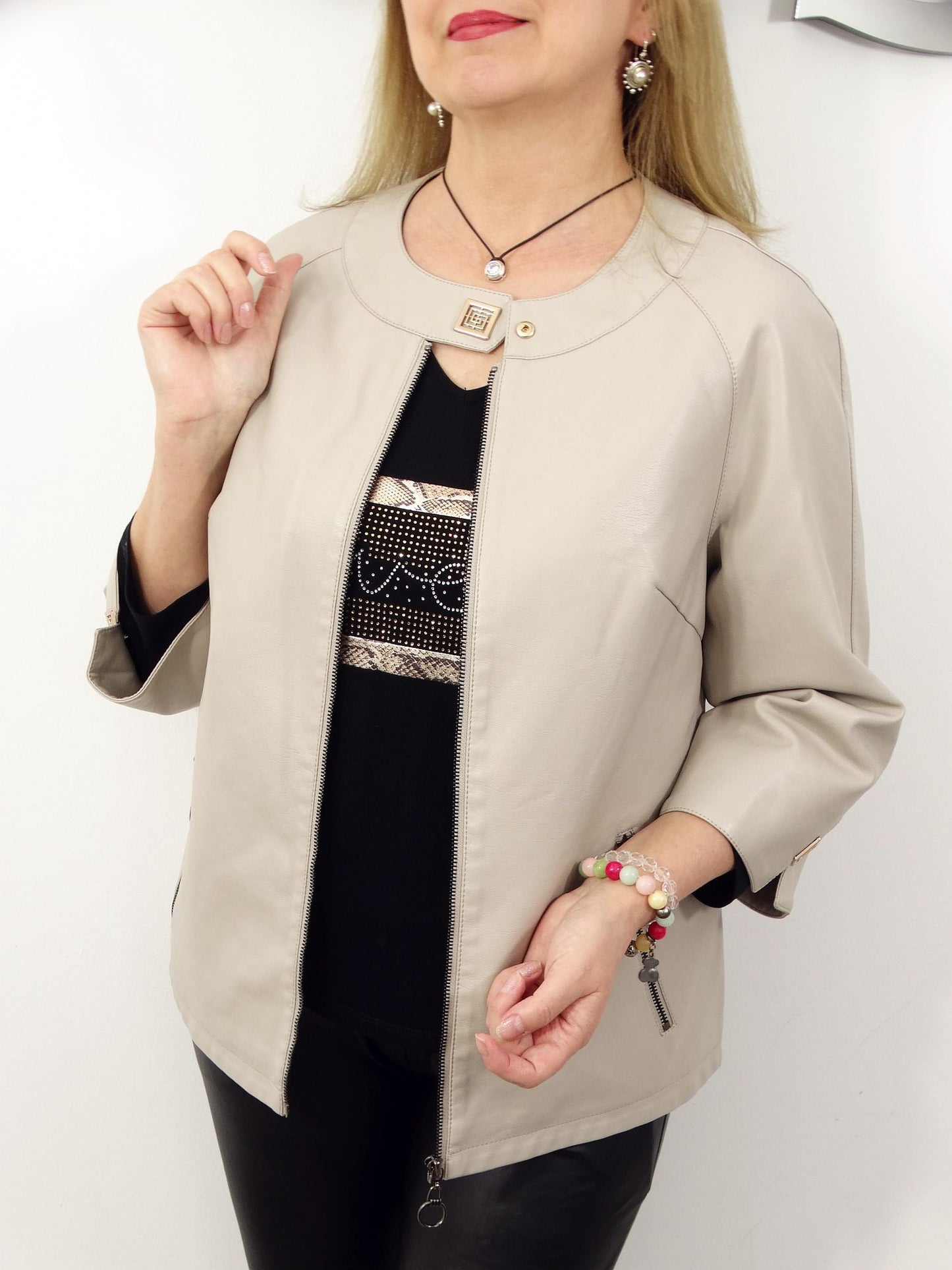 Cera | Schicke Kunstlederjacke