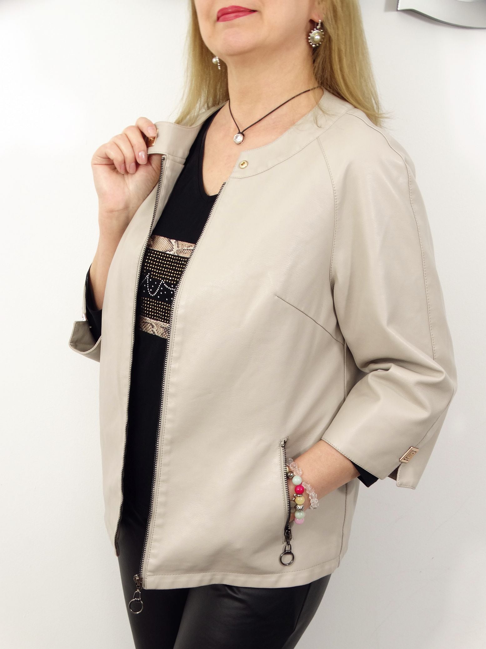 Cera | Schicke Kunstlederjacke