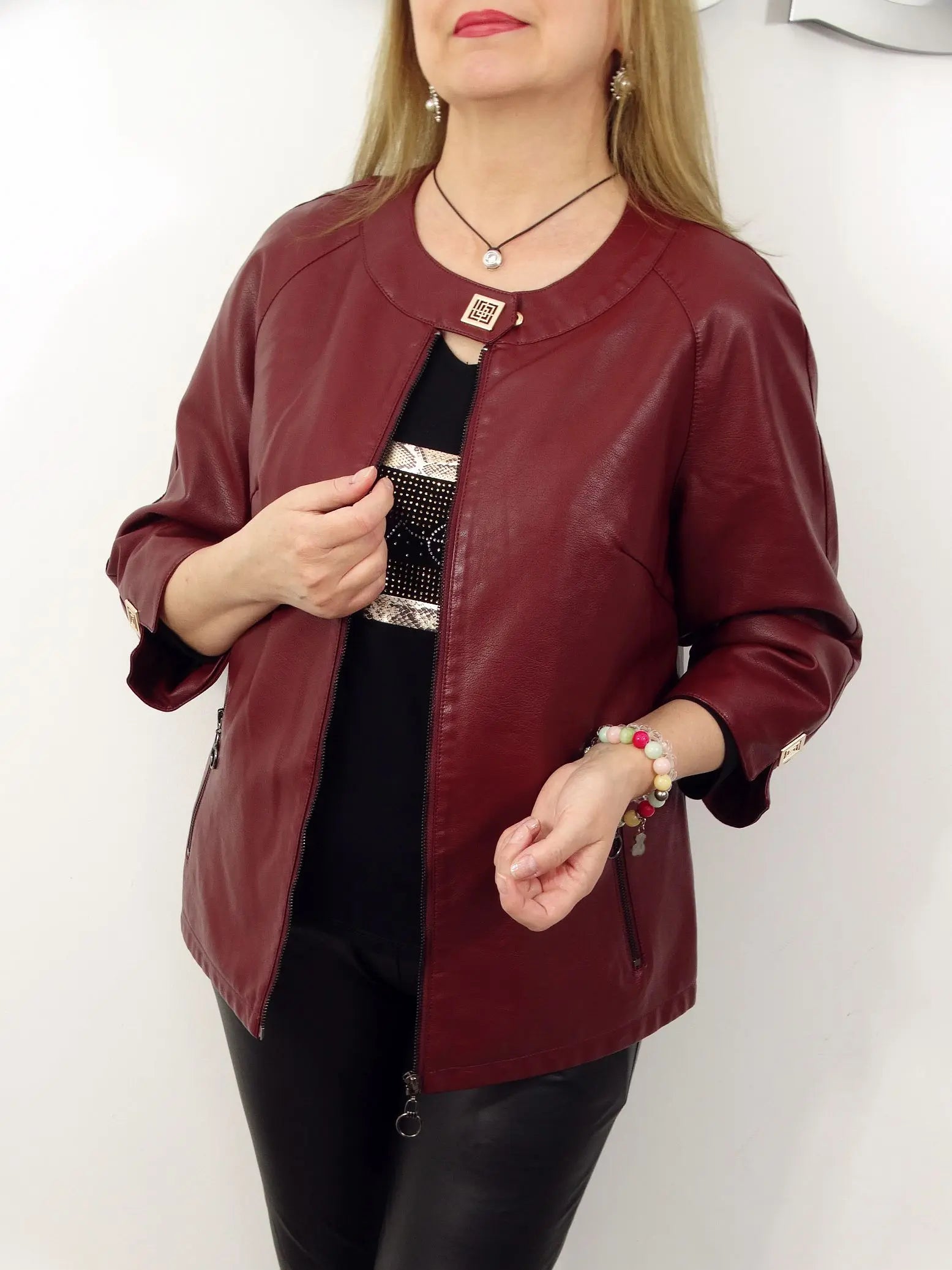 Cera | Schicke Kunstlederjacke