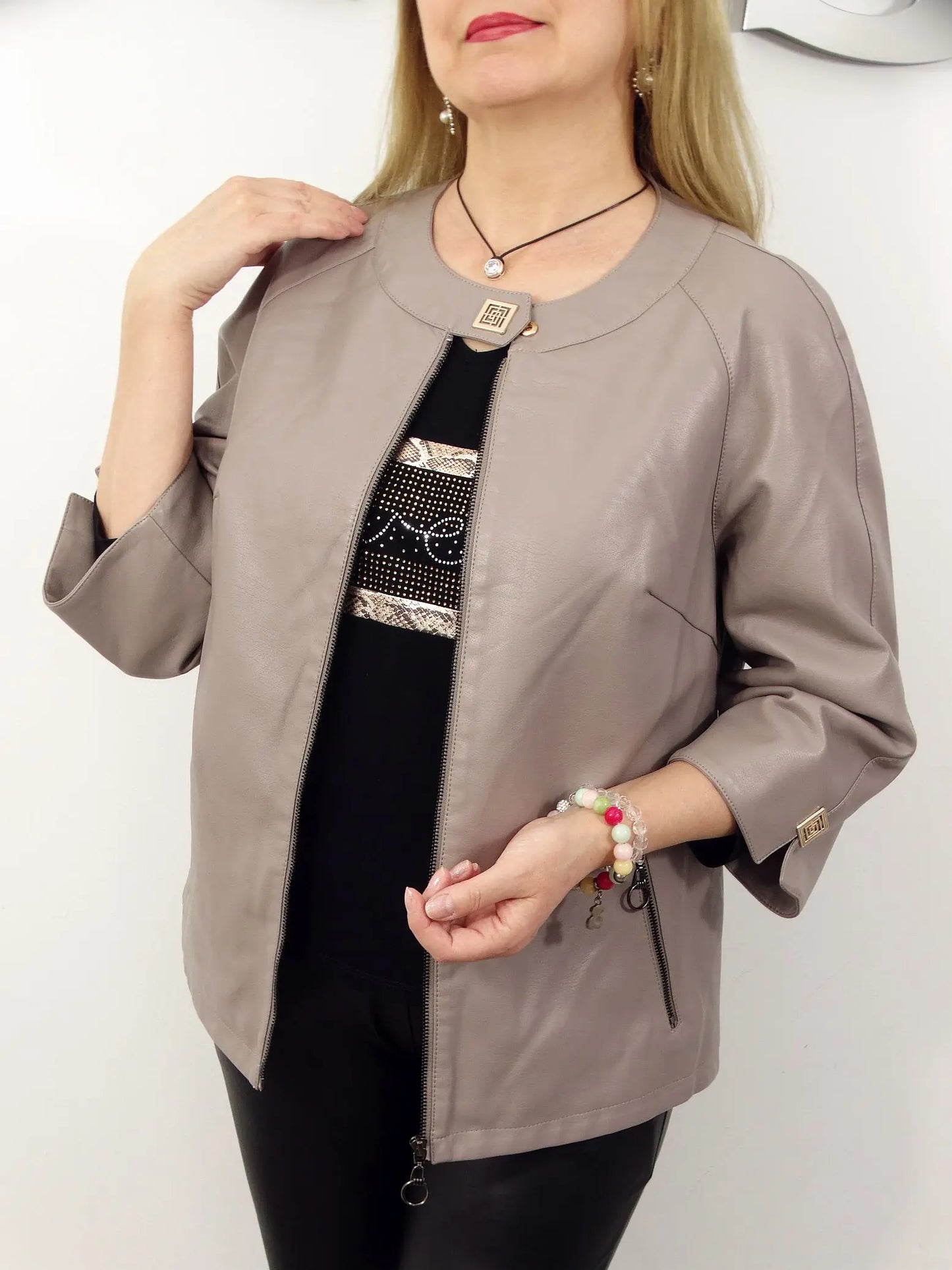 Cera | Schicke Kunstlederjacke