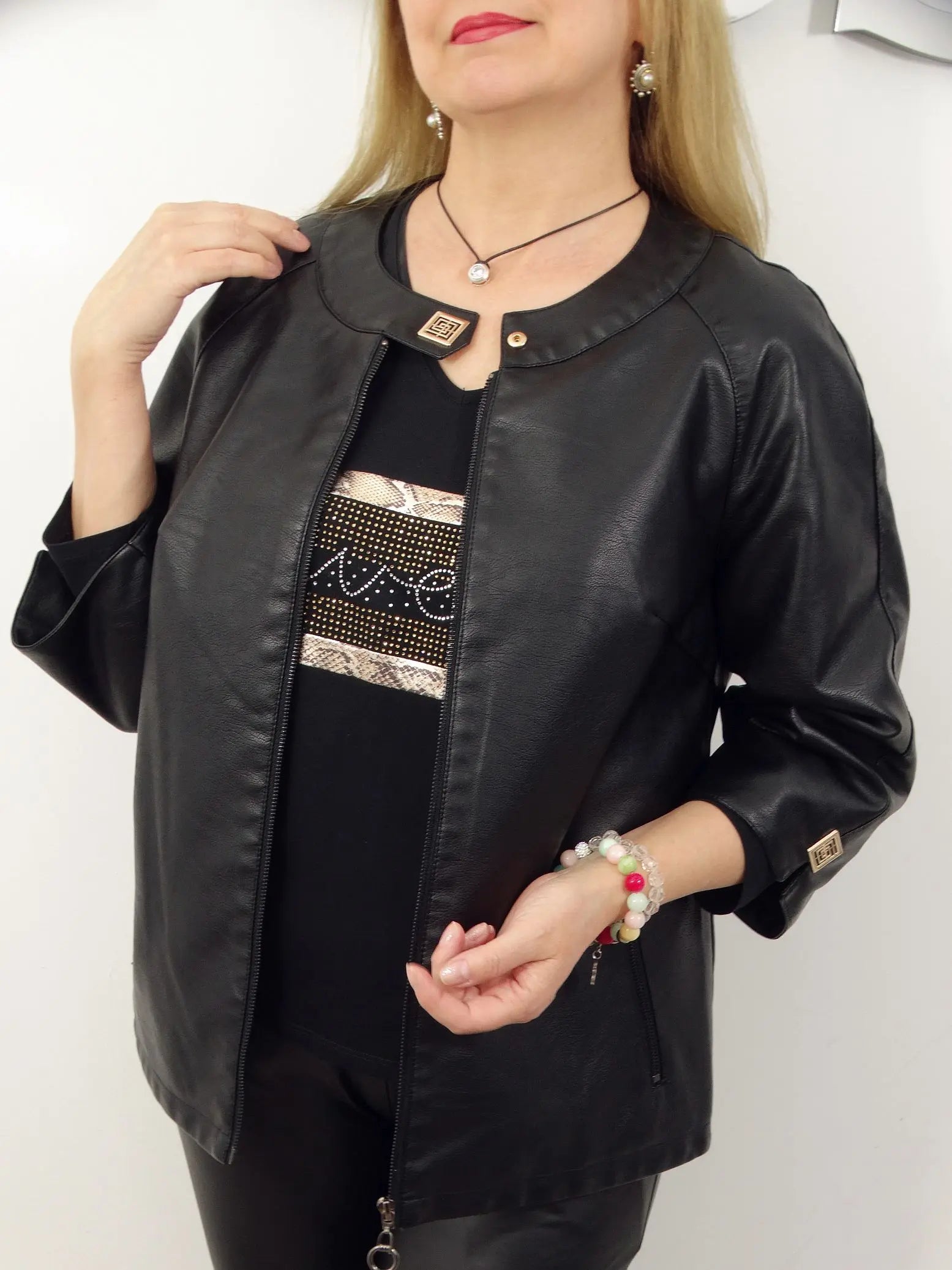 Cera | Schicke Kunstlederjacke