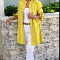 Tesla | Lange Hemdjacke aus Baumwolle für Frauen