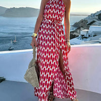 Roana | Neckholder-Maxikleid mit oberschenkelhohem Schlitz