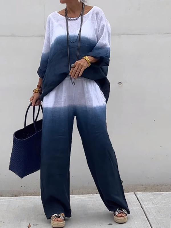 Taylor | Elegantes zweiteiliges Set aus Baumwolle und Leinen mit Farbverlauf