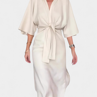 Ayla | lässiges Freizeitkleid, V-Ausschnitt und Knopfleiste.