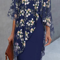 Risse | Midikleid mit floralem Überwurf