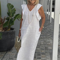 Emelia | bequemes Leinenkleid, lässiger Look mit weitem Arm.