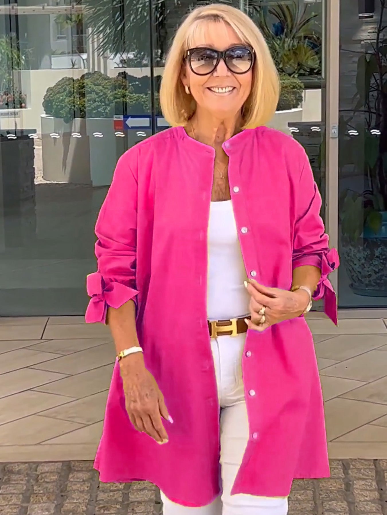 Tesla | Lange Hemdjacke aus Baumwolle für Frauen