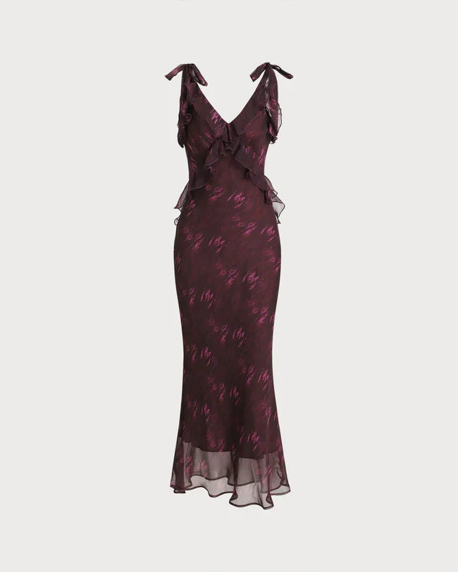 Gavia | Geblümtes Midikleid mit Rüschen und Bindeband