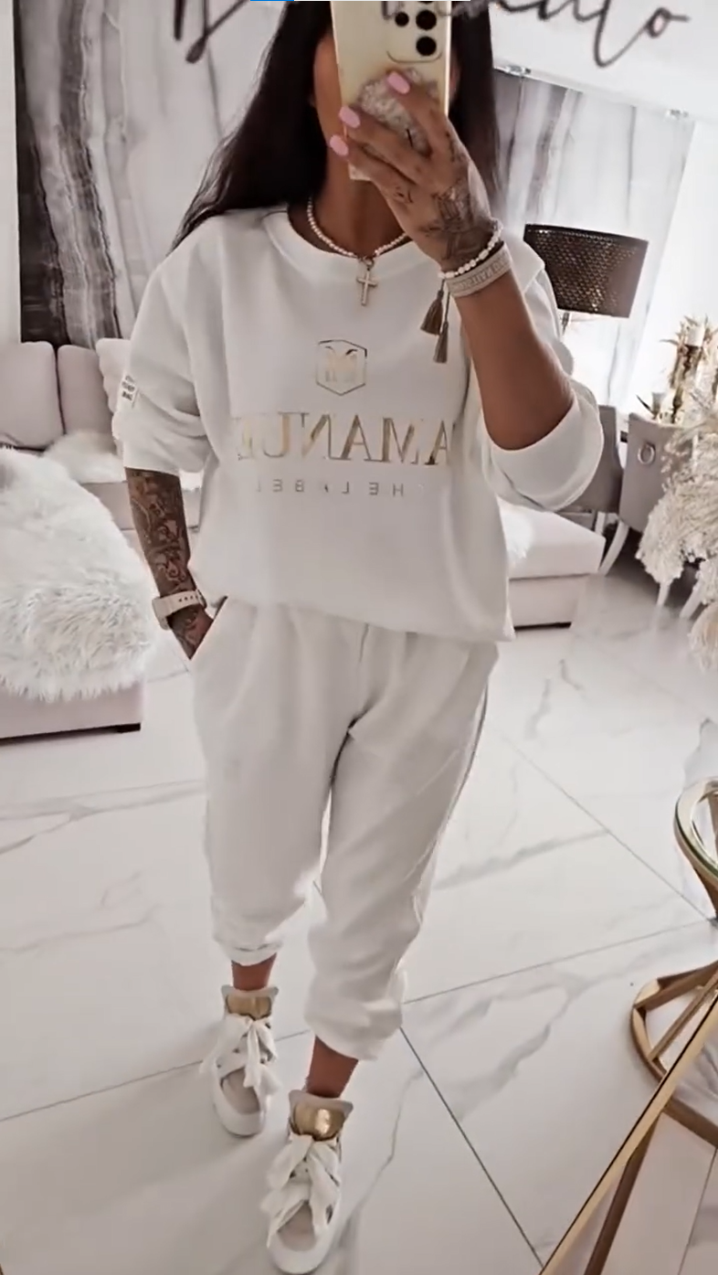 Alise | Damen-Set mit Printbluse und weitem Hosen