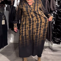 Trizz | Stilvolles langärmliges Kleid mit sanftem Farbverlauf und V-Ausschnitt