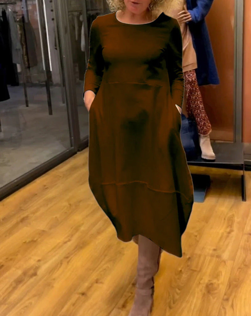 Sylvia | Langes Unifarbenes Strickkleid