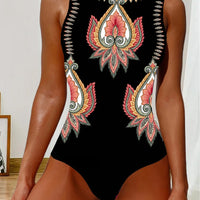 Jazz | Paisley ärmelloser einteiliger Badeanzug