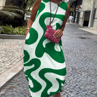 Bertha | Stylisches ärmelloses Kleid mit geometrischem Druck