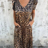 Alice | Eleganter Jumpsuit im Leopardenmuster mit V-Ausschnitt