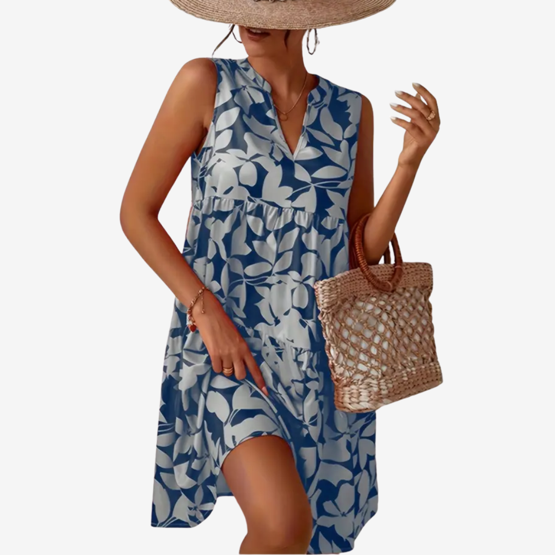 Daphne | stilvolles Midikleid, ausgestellter Schnitt, Blumendetails.