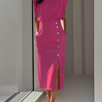 Nice | Einfarbiges Midikleid mit Knopfleiste