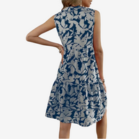 Daphne | stilvolles Midikleid, ausgestellter Schnitt, Blumendetails.