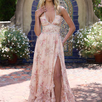 Mary | Kleid im Pfirsich-Tapisserie-Stil