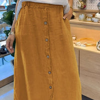 Estera | Midirock aus Leinen mit Knopfleiste und Taschen