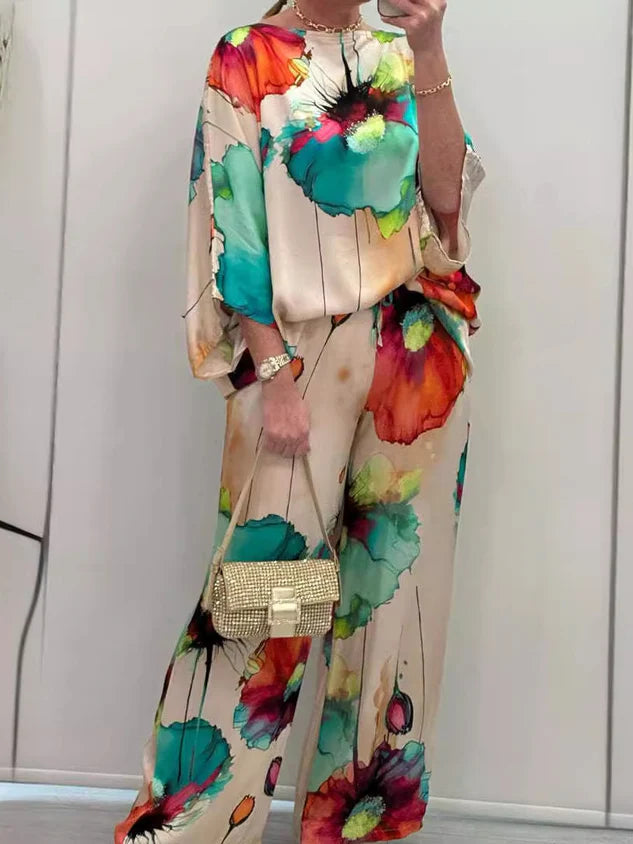 Hilda | Stylisches zweiteiliges Set für Damen mit Blumenmuster