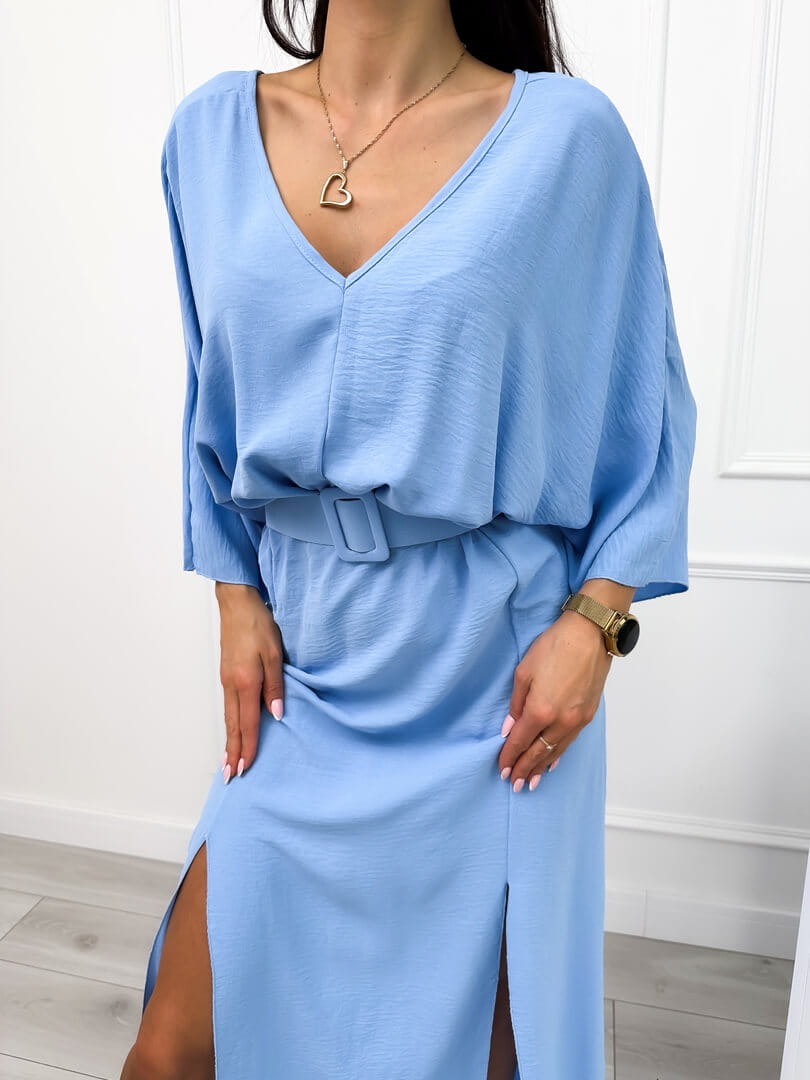 Mazie | stilvolles Maxikleid mit seitlichen Schlitzen und Gürtel