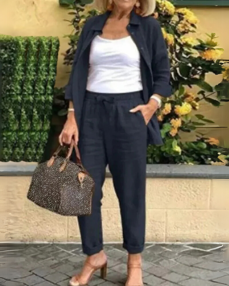 Anniera | Elegantes Hemd- und Hosenset für Damen