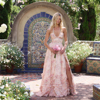 Mary | Kleid im Pfirsich-Tapisserie-Stil