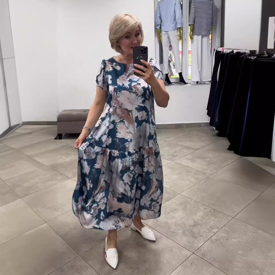 Sharaj | Elegantes Sommerkleid aus blumiger Baumwolle und Seide