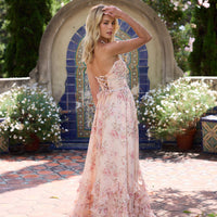 Mary | Kleid im Pfirsich-Tapisserie-Stil