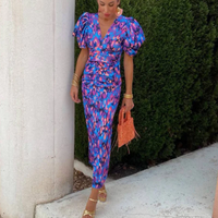 Haline | Elegantes geschnittenes Midikleid mit Puffärmel