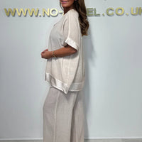 Lenie | Baumwoll-Leinen Anzug mit V-Ausschnitt