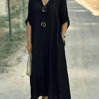 Bess | Leinenmischung Kaftankleid mit Knopfleiste