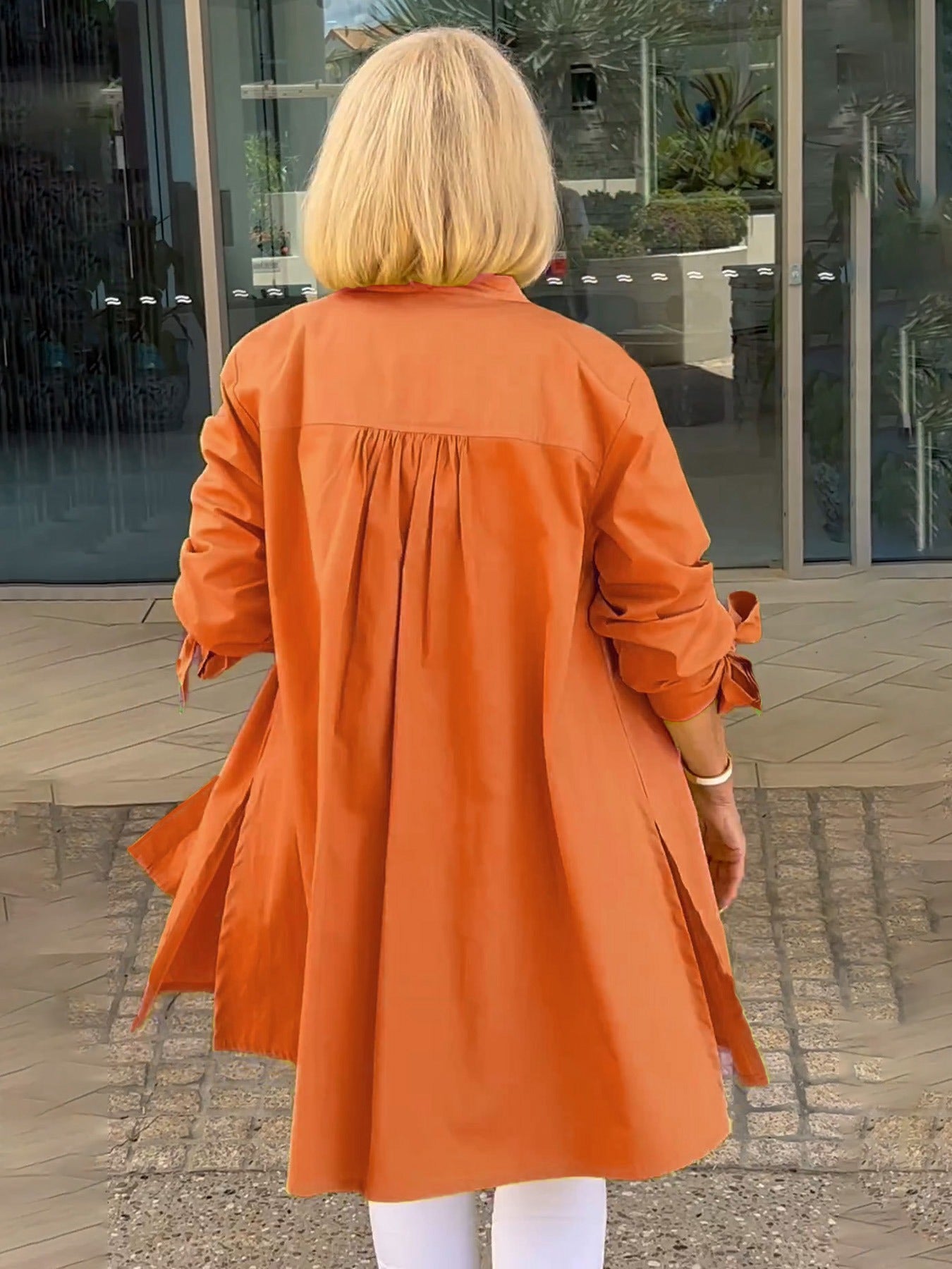 Tesla | Lange Hemdjacke aus Baumwolle für Frauen