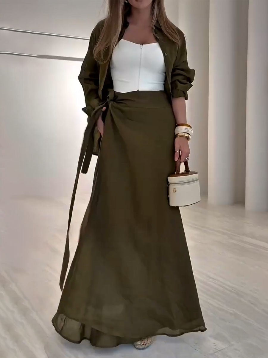 Neina | Zweiteiliges Set: Langarmshirt und Rock