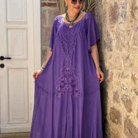 Petunya | Trendiges einfarbiges Kleid im Boho-Ethno-Stil