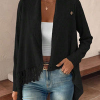 Erva | Strickjacke mit Fransen und Knöpfen